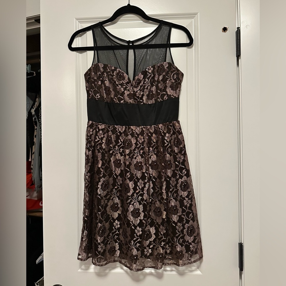 Plenty Frock by Tracy Reese Black and Purple Floral Lace Dress